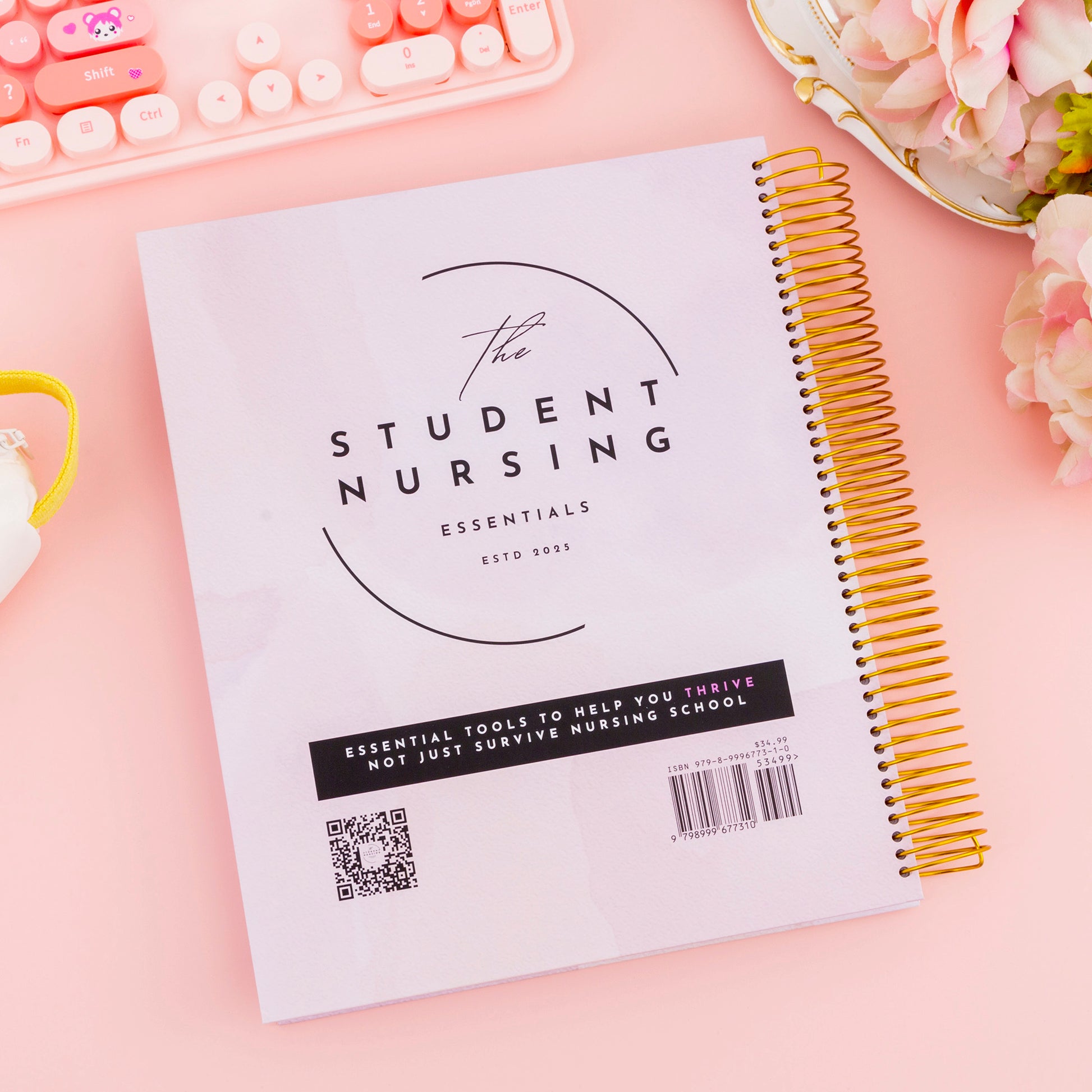 Undated Nursing Student Planner | Hard Cover | Stickers | Templates | Gold Spiral Binding