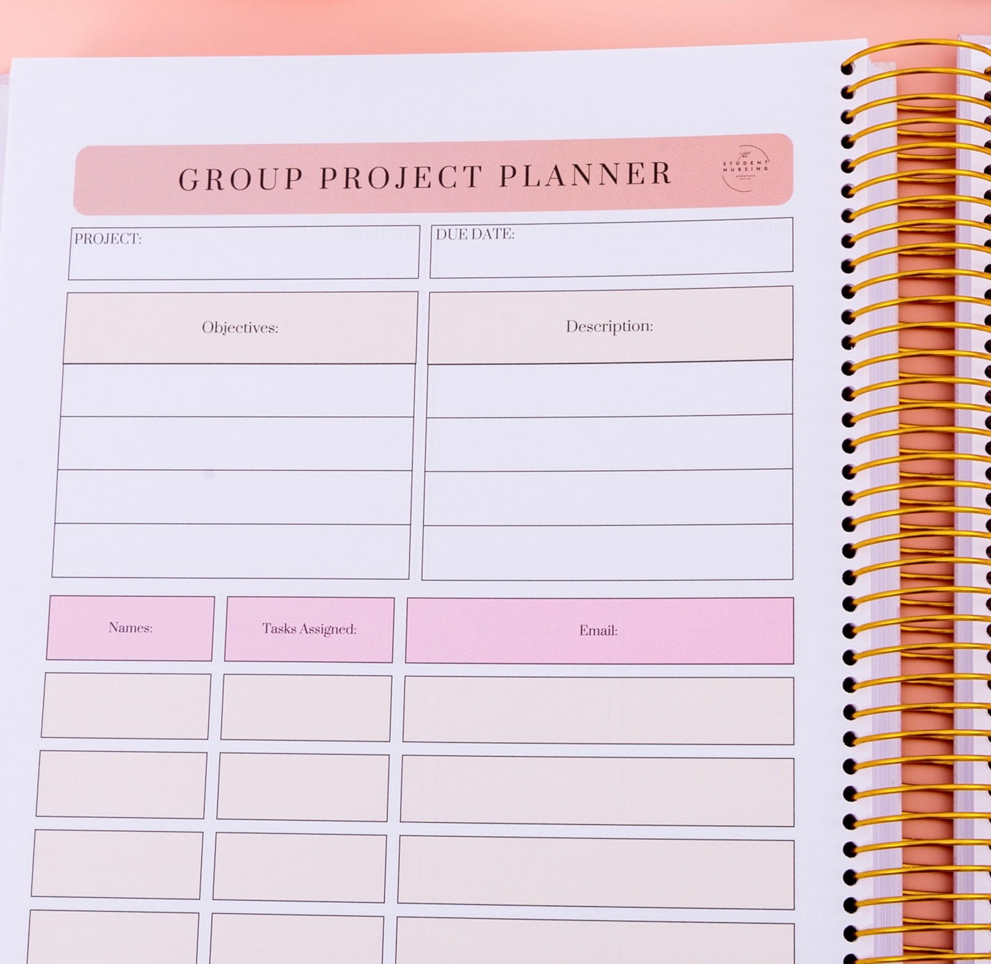 Undated Nursing Student Planner | Hard Cover | Stickers | Templates | Gold Spiral Binding