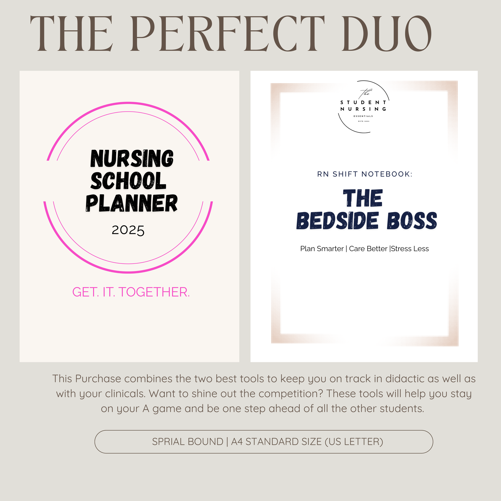 The Perfect Duo | Bedside Boss & The Student Nursing Planner | Spiral Bound Books