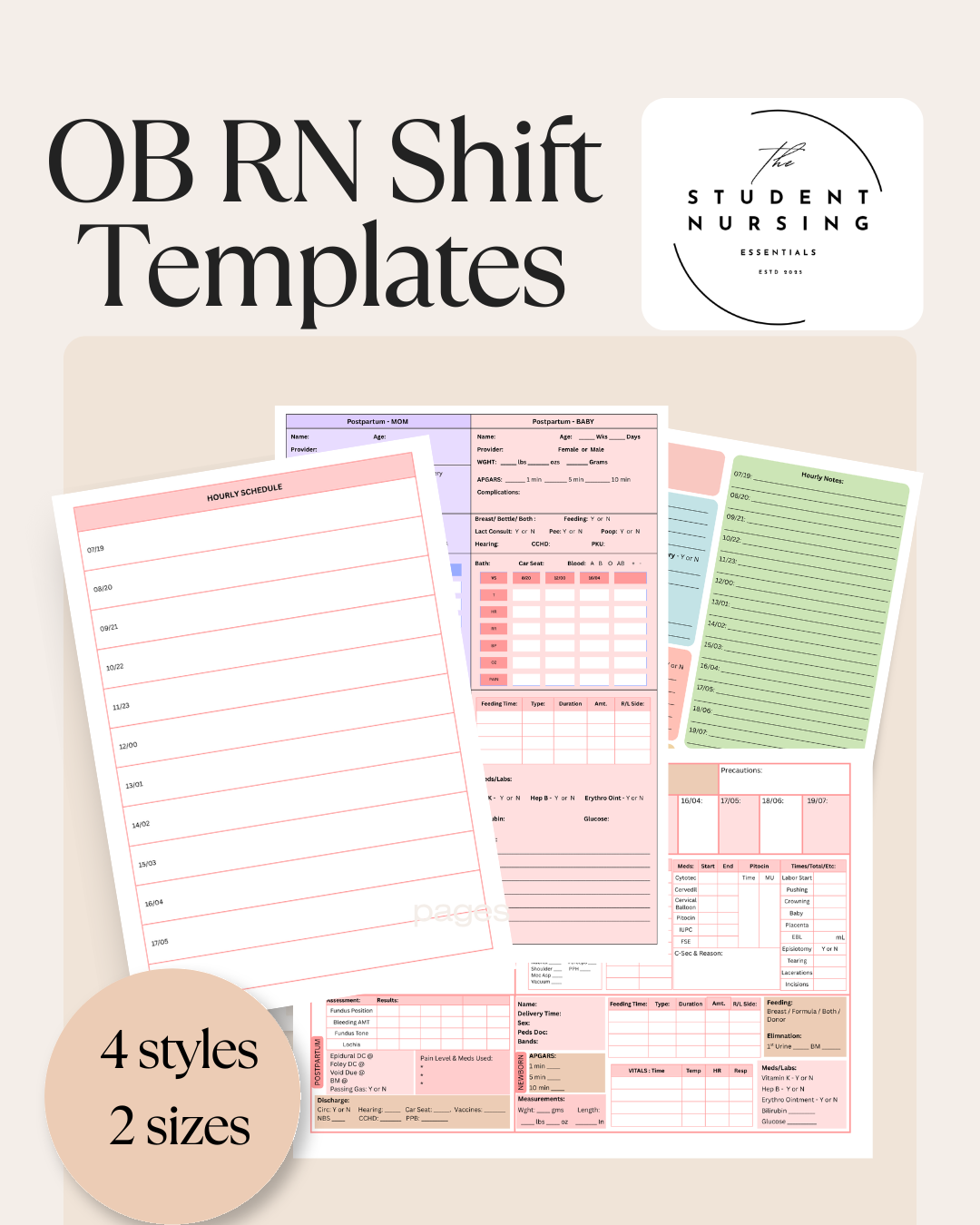 OB | Postpartum | L&D | Shift Report Sheets - Templates - Trackers