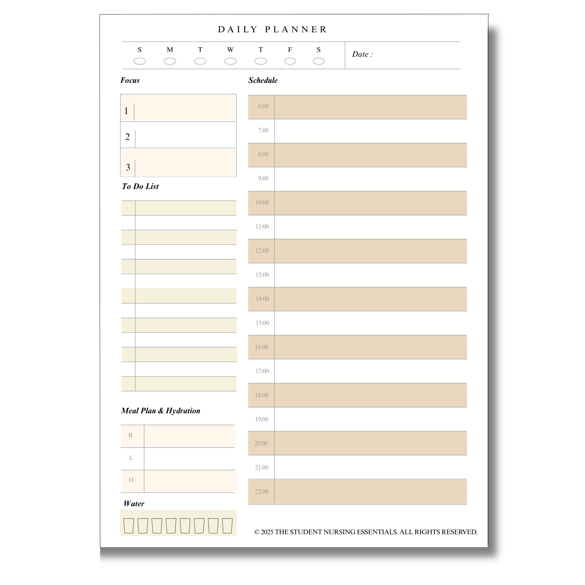 All-In-One Daily Planner Pad: Tear-Away Notepad with Hourly Scheduling & Wellness Tracking