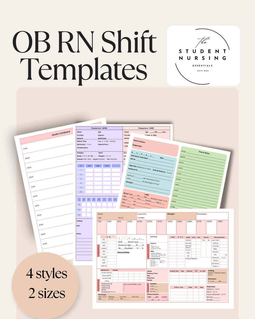 Nursing 2025 Planner + Bedside Boss Shift Notebook + Digital Concept Maps + RN Shift Templates + OB Templates