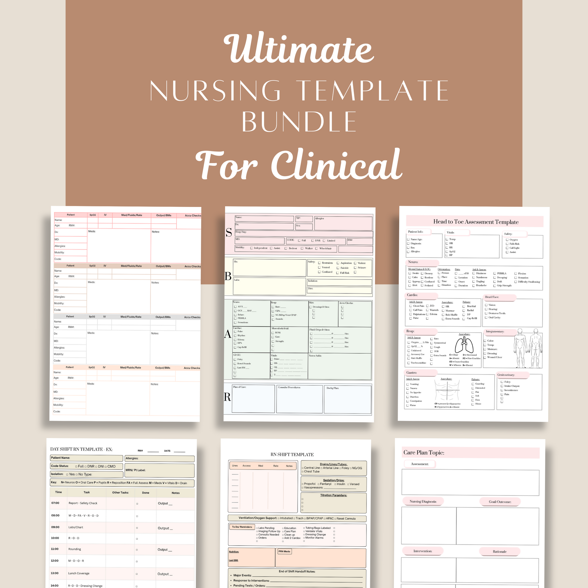 Nursing 2025 Planner + Bedside Boss Shift Notebook + Digital Concept Maps + RN Shift Templates + OB Templates