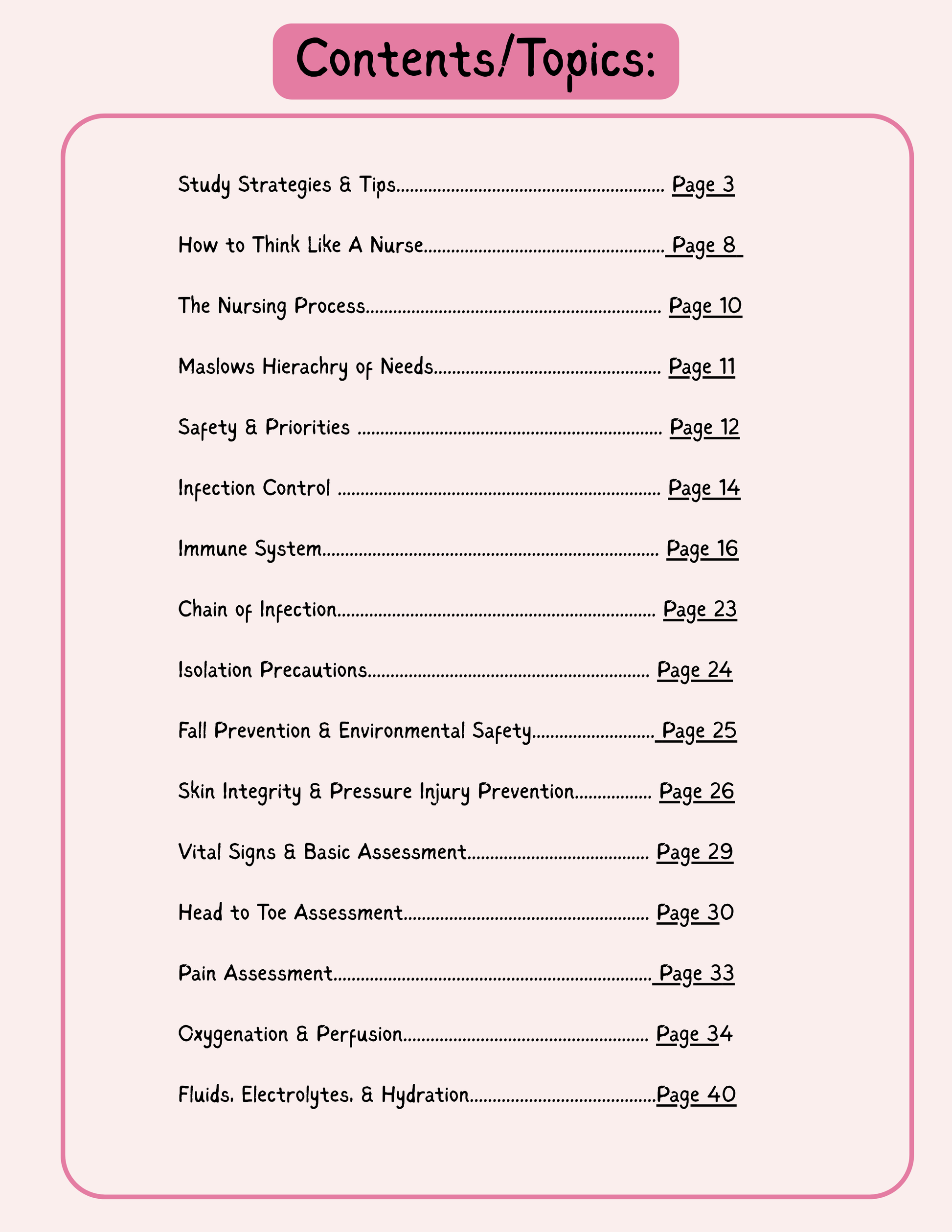 Comprehensive Nursing Fundamentals Study Packet + Practice Quiz