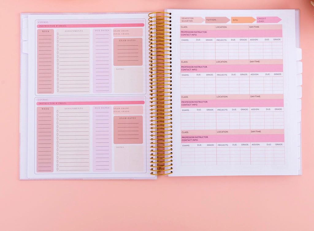 Undated Nursing Student Planner | Hard Cover | Stickers | Templates | Gold Spiral Binding