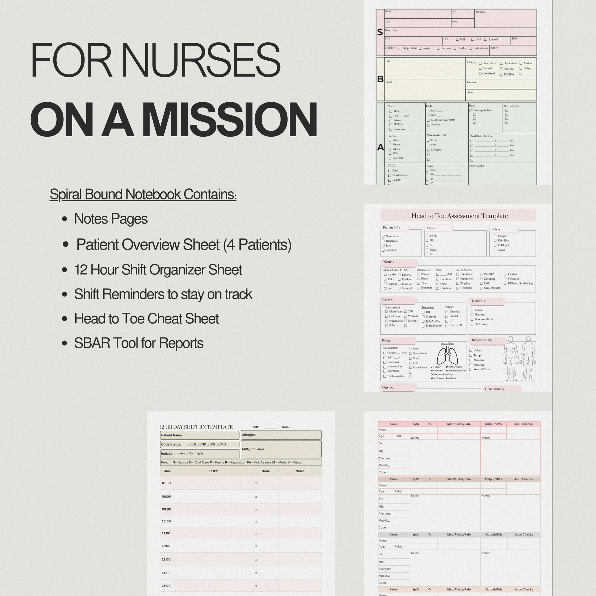Nursing 2025 Planner + Bedside Boss Shift Notebook + Digital Concept Maps + RN Shift Templates + OB Templates