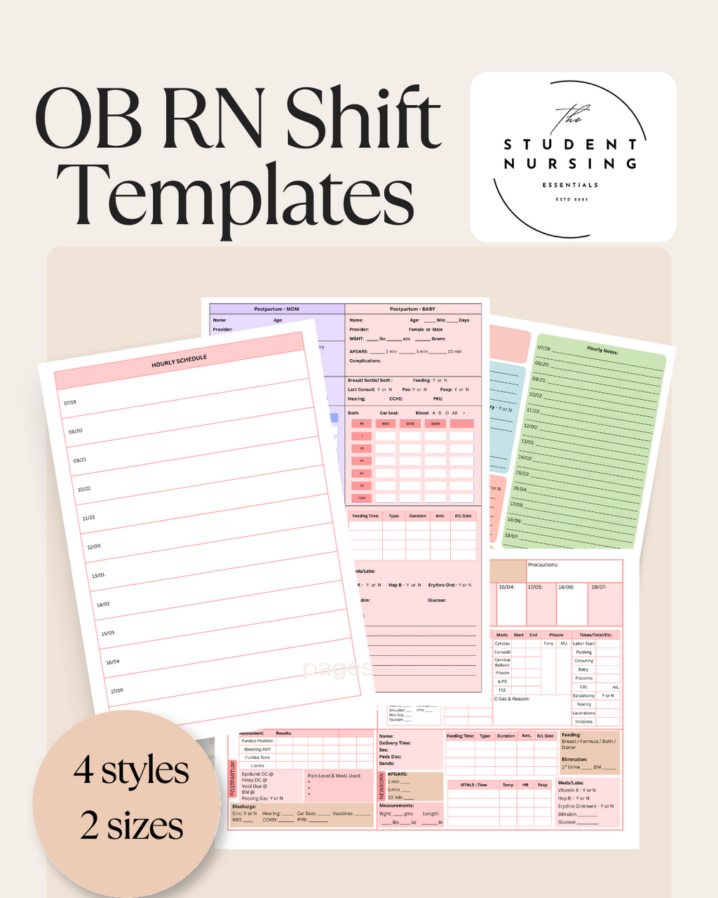 OB | Postpartum | L&D | Shift Report Sheets - Templates - Trackers