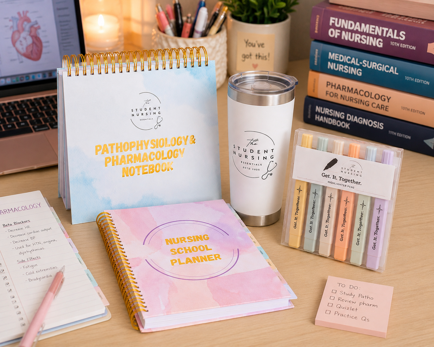 Nursing Bundle: Planner, Notebook, Highlighters, & Coffee Mug
