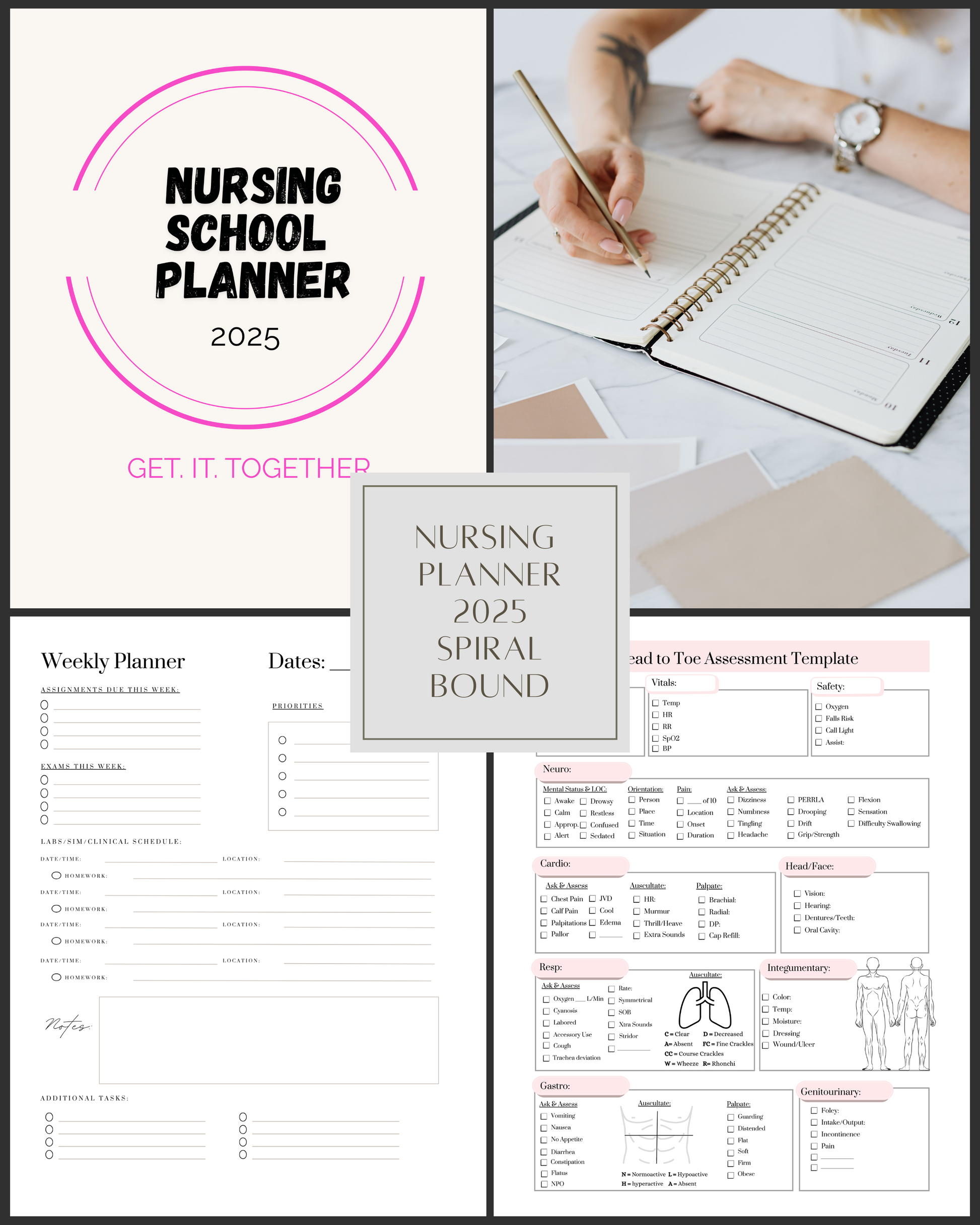 Soft Cover Student Nurse Planner 2025 | Spiral Bound Hard Copy