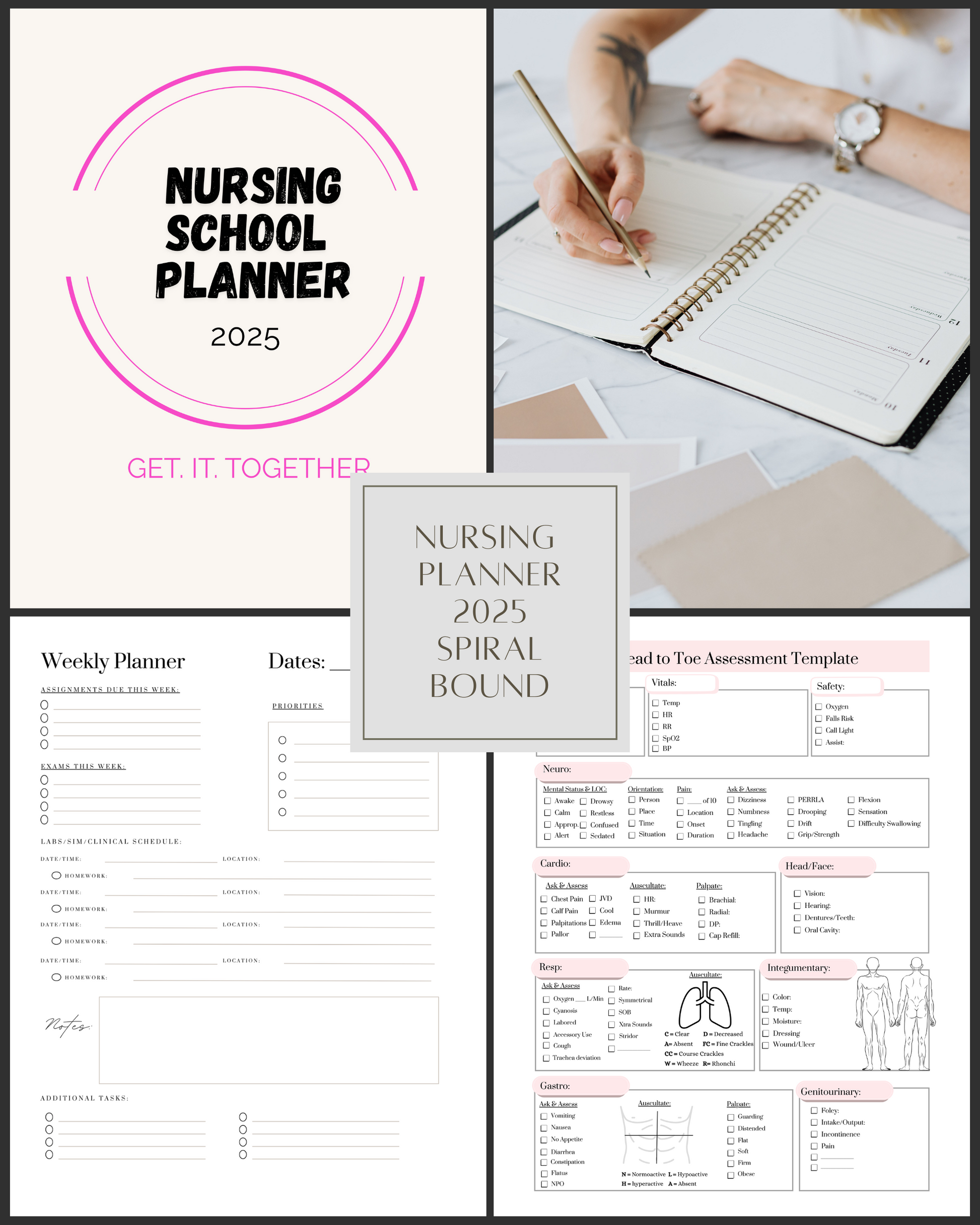 Nursing 2025 Planner + Bedside Boss Shift Notebook + Digital Concept Maps + RN Shift Templates + OB Templates