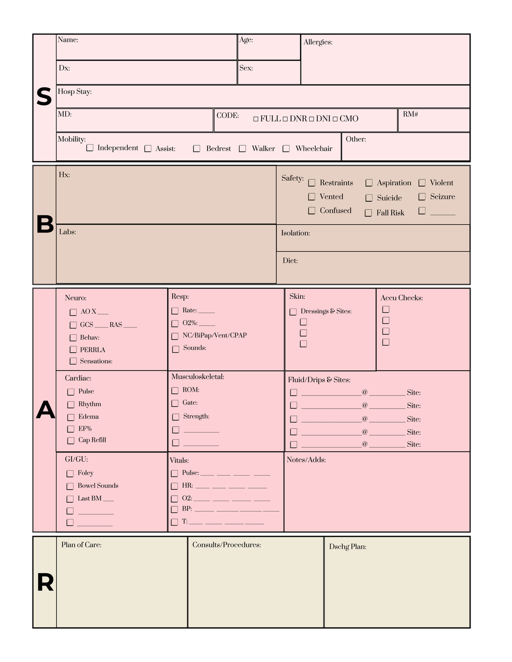 Digital RN Shift Templates